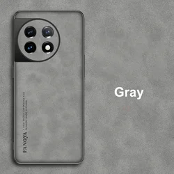 Luxury Sheepskin Leather Retro Back Cover for OnePlus - Men's Edition (Gray)
