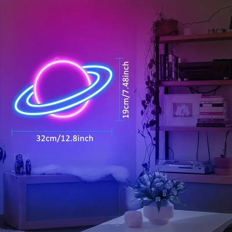 Neon sign Planet Neon Sign 10 Levels Brightness LED Neon Lights Signs for Wall Decor USB Powered Lights for Bedroom