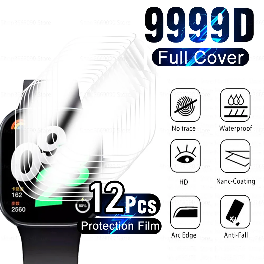 

For Xiaomi Redmi Watch 4 Hydrogel Film 12Pcs Full Curved Soft Screen Protectors Not Glass Redmy Watch4 Smart Watch Accessories