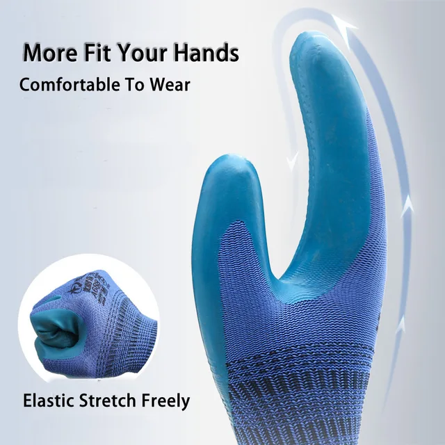 1/Pair Super Grip Working Gloves Rubber Coated Anti-Slip Waterproof Wear-Resistant Garden Gloves For Garden Repairing Builder 2