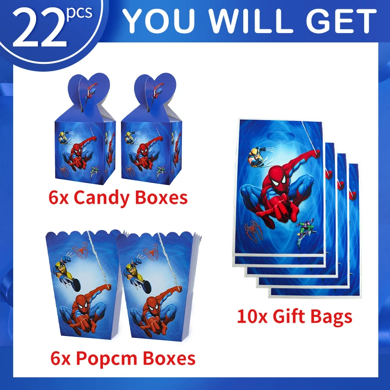 Juego de suministros para decoración de fiestas de cumpleaños de Spiderman, vajilla de superhéroe, servilletas de papel, platos, vasos, kit para baby shower para niños, regalos