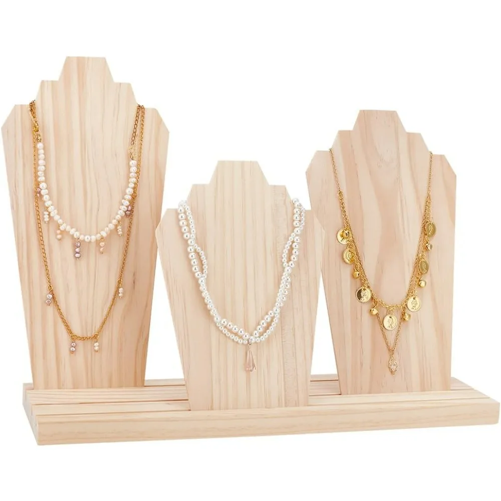 Removable Displays Wood Plank Necklace Storage Holder Bust Easel for Necklaces Rings Storage Blanched Almond jewelry box