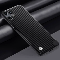 Luxury Soft Leather Shockproof Silicone Phone Case Back Cover for Nothing Phone 2 (Carbon Fibre Black)