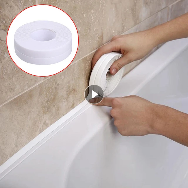 Tira de sellado para baño, cinta autoadhesiva impermeable de PVC, color  blanco, para ducha, lavabo, cocina, venta al por mayor - AliExpress