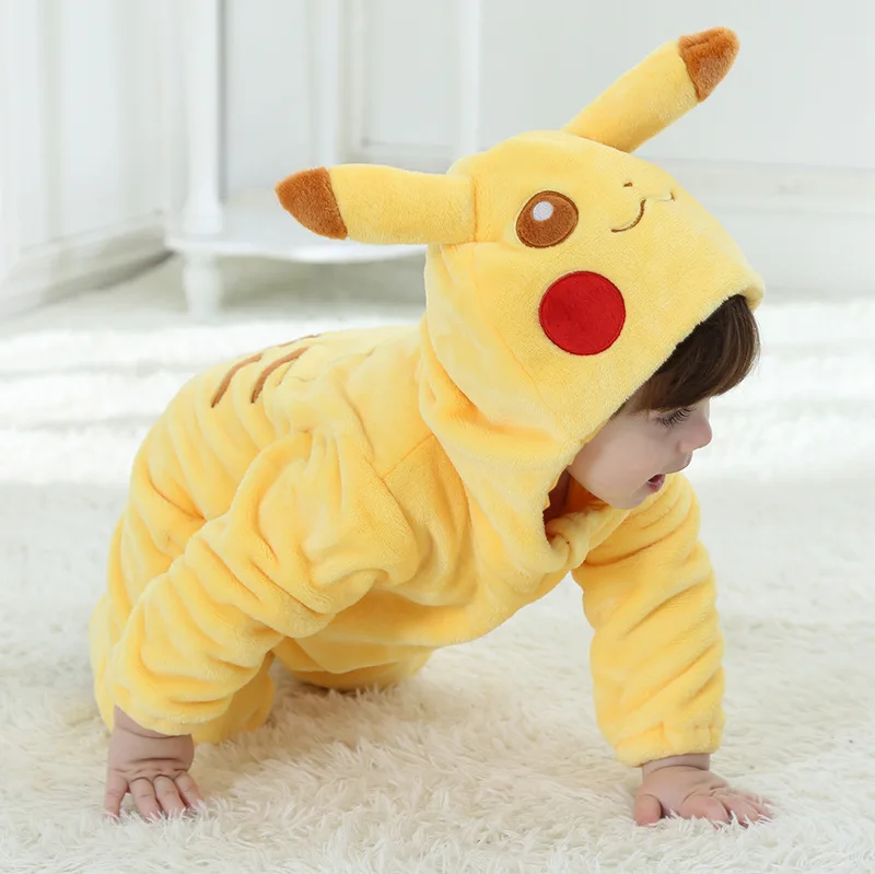 Pokemon Pikachu Baby Children Autumn Winter Warm Jumpsuit Cartoon Cute  Toddler Romper Crawling Clothes Newborn Boy Costume Cloth - Fantasy  Figurines - AliExpress