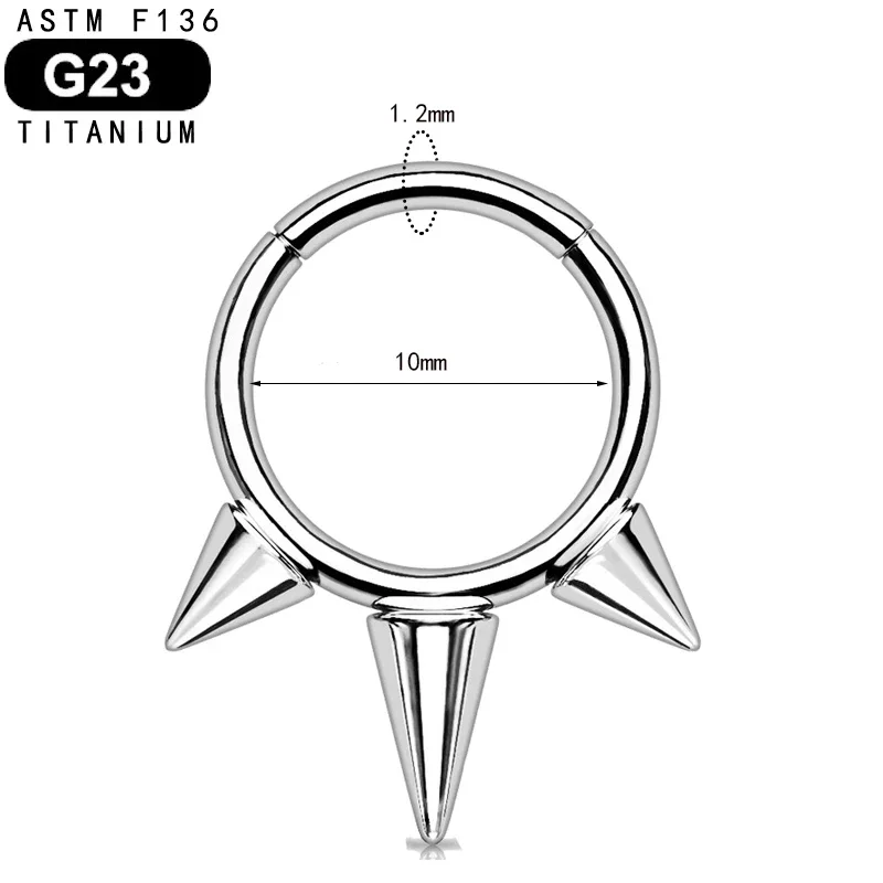 Nose Rings Piercing Jewelry Body Piercing Earrings Ear Piercing Jewelry Metal Jewelry Hoop Earrings Body Piercing Jewelry Body Jewelry G23 Titanium Spikes Nose Ring Hoop Septum Piercing Clicker Segment Hinged Nostril Tragus Cartilage Earring Daith Helix Jewelry