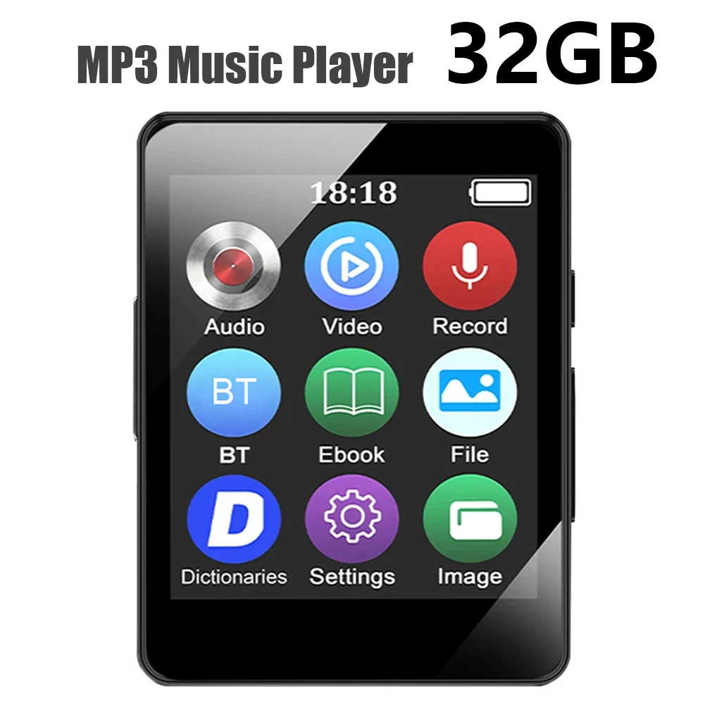 8/16/32/64GB 휴대용 MP3 플레이어 1.8인치 화면 블루투스 호환 5.0 음악 스테레오 스피커 MP3 어린이를 위한 선물