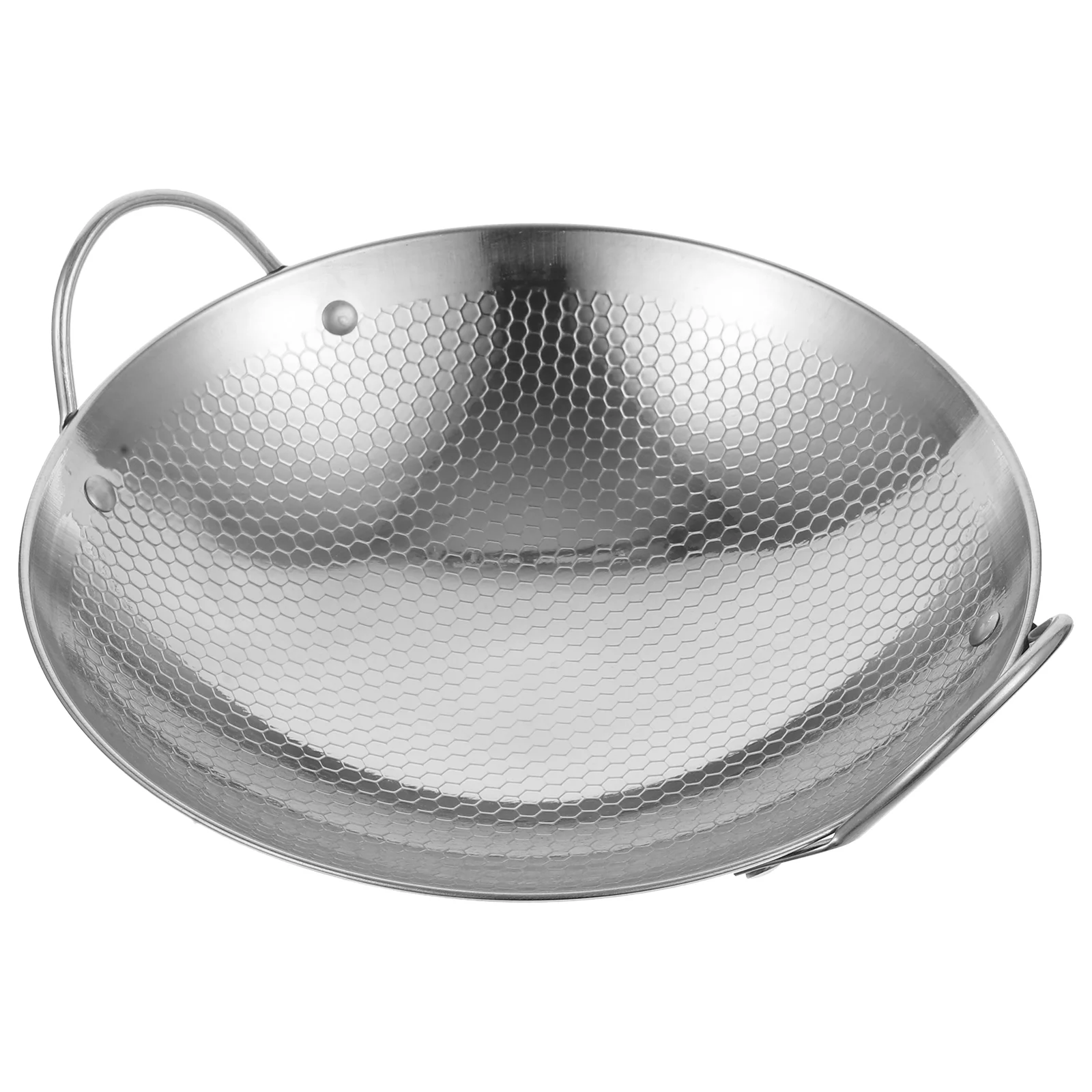 

Dry Pot Stainless Steel Wok Pan Griddle Cooking with Handle Individual Camping Cooker
