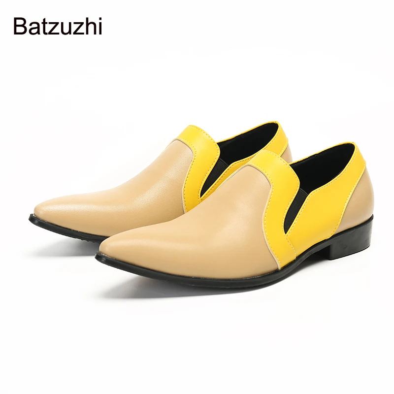 

Batzuzhi New Handmade Men's Shoes Pointed Toe Leather Shoes Men Slip On Oxfords Party, Wedding Shoes Men, Big Sizes 38-46!