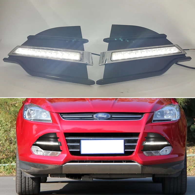 

SNCN LED Daytime Running Light For Ford Kuga Escape 2013-2015 Yellow Turn Signal Relay Waterproof 12V DRL Fog Lamp Decoration