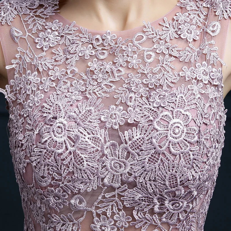 Sf683fcb754a748c49fffd8031c555899e Draped Elegant Temperament Prom Vestidos O-Neck Sleeveless Lace V-Back Evening Dresses Bow Slim Waist Long Wedding Party Dress Mallzona