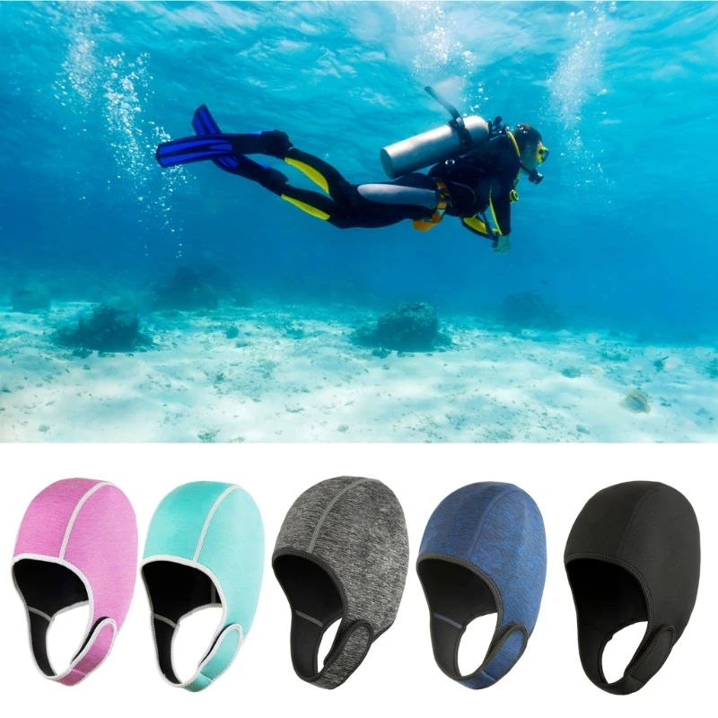 2mm Neoprene Diving Hood Thermal Wetsuit Hood Cap Swim Cap with Chin Straps