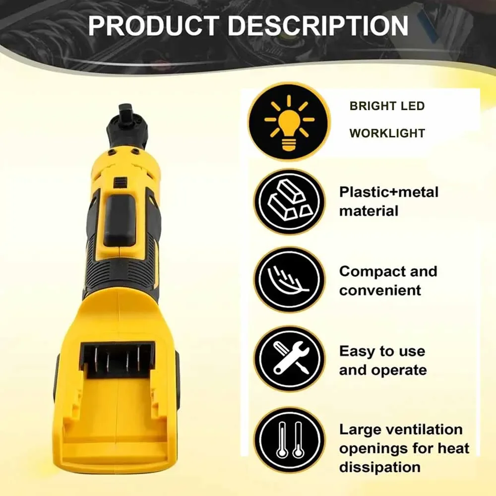 Electric Ratchet Wrench 500N.M  Cordless Driver Impact Removal Screw Nut 3/8" Driver Power Tools for Dewalt 18V-21V Battery 6