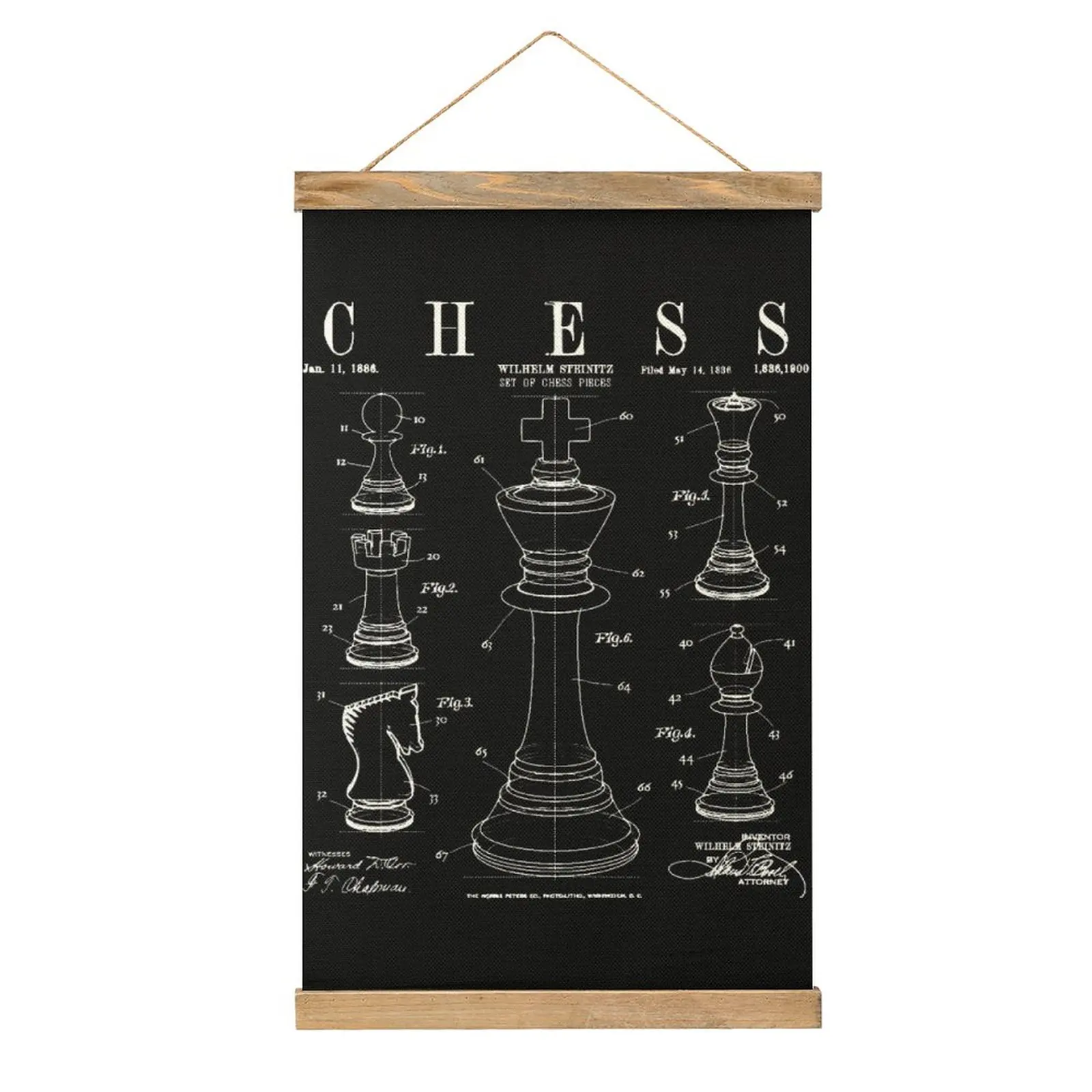 

Chess King And Pieces Old Vintage Patent Drawing Painting Living Room Craft Decoration Canvas Hanging Picture Creative Funny Nov