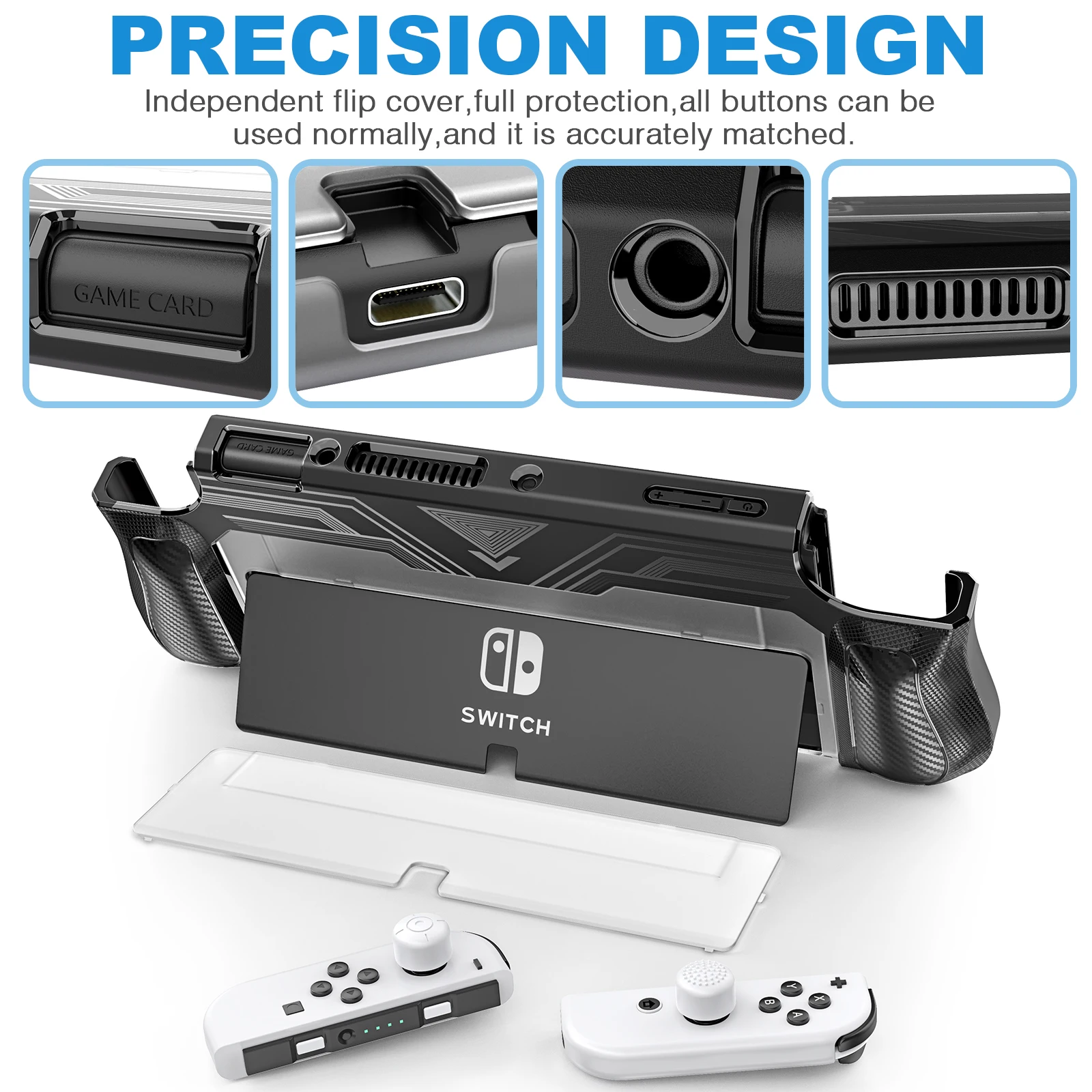 스위치 OLED 모델용 케이스, Nintendo Switch OLED 커버 케이스와 호환되는 TPU 및 PC 보호 케이스