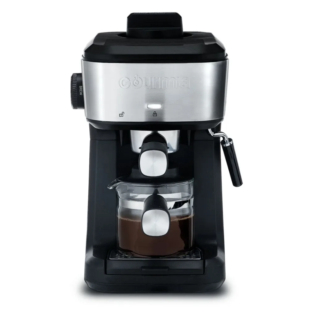 4-Shot Steam Espresso, Cappuccino, and Latte Maker with Frothing Wand, Black, New 3