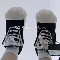 Cute Kitty Paw Toe Big Head Sneakers for Man and Women Mixed Color Chunky Bottom Lace-Up Canvas Shoes Couple Skateboard Shoes 2
