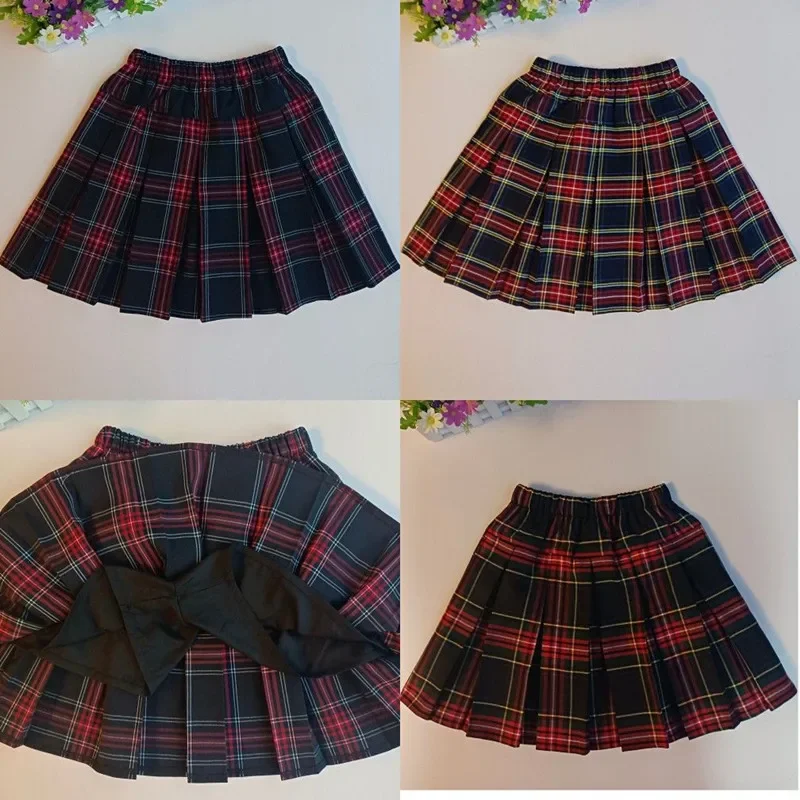 Children Spring Summer Fashion Plaid Skirt Teenage Girls Pleated Skirt Costume 5-16y