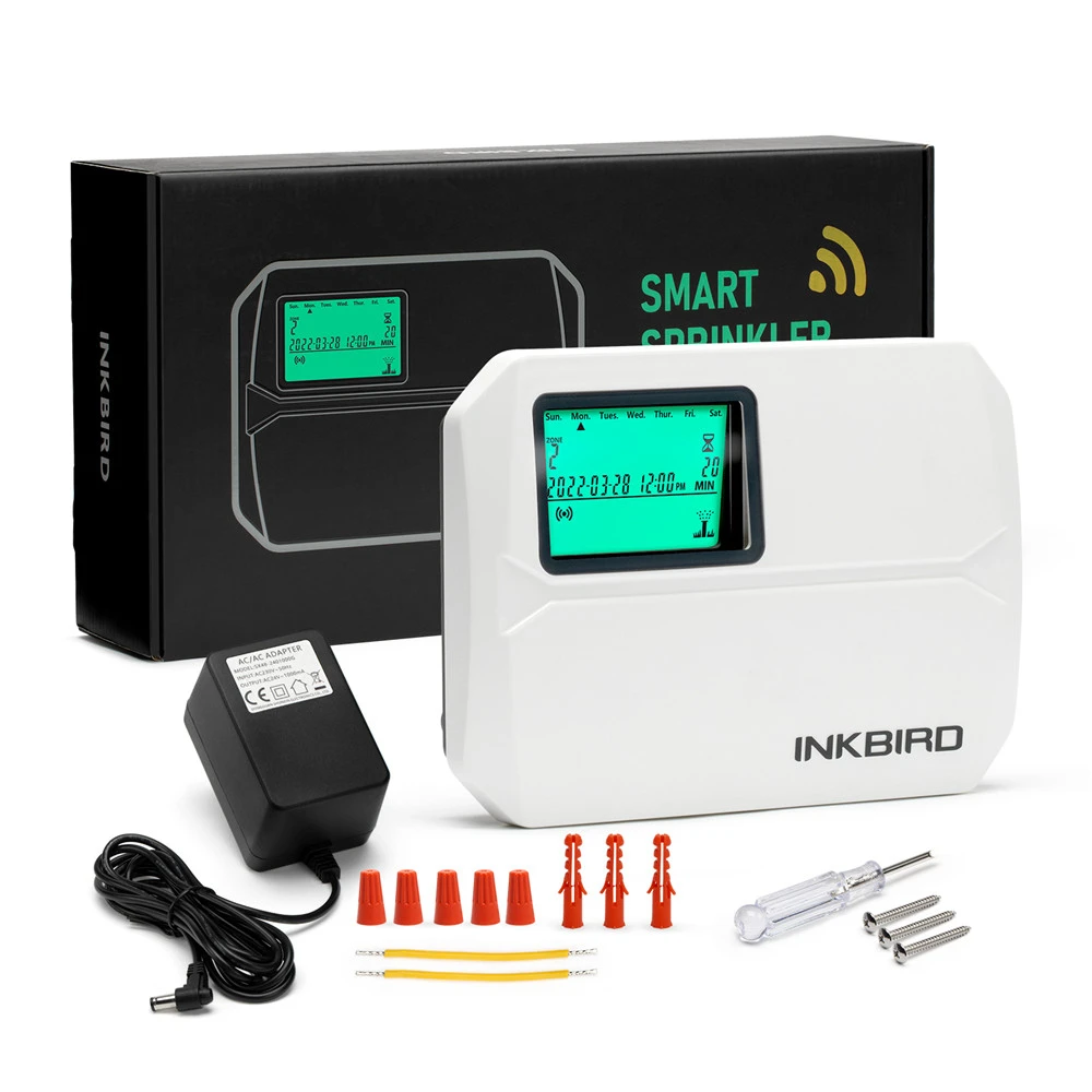Inkbird Wi-Fi Smart Sprinkler Controller Timer Di Irrigazione Per Irrigazione A 8 Zone Con Monitoraggio App Gratuito Regolazione Stagionale Salto Dell