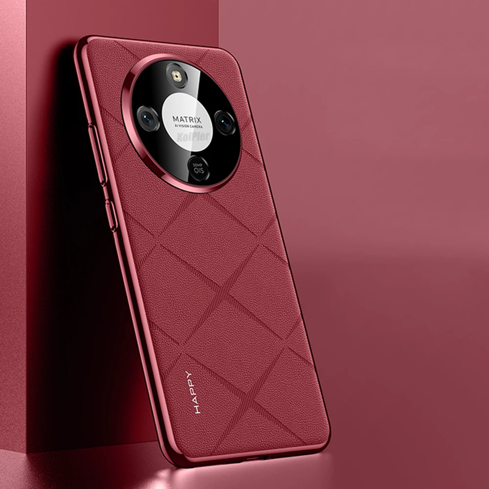 Luxury Plating PU Leather Case with Camera Lens Protection - Premium Slim Hard Cover with Exquisite Texture