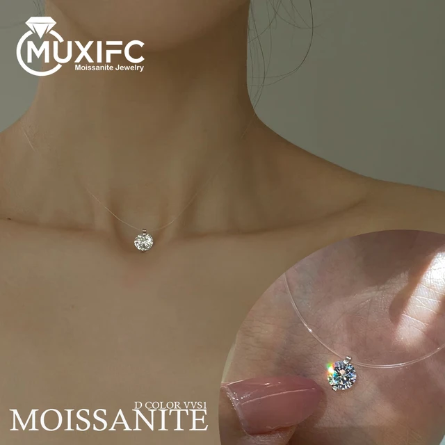 Collier ras du cou en argent sterling 925 avec moissanite transparente de 6,5/9 mm, bijou classique pour femme, idéal pour fiançailles et mariage 1