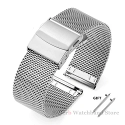 Premium Milanese Woven Stainless Steel Watch Band, Adjustable Widths - 22mm (0.6mm - Silver)