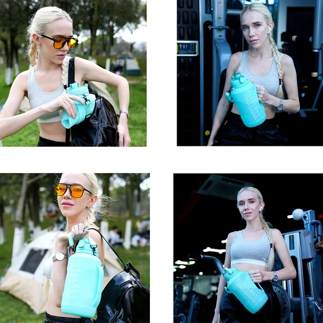 2L/64oz Silicone Water Bottles Collapsible Travel Water Bottle Roll Up Foldable Water Bottles With Straws Travel Camping Hiking 4