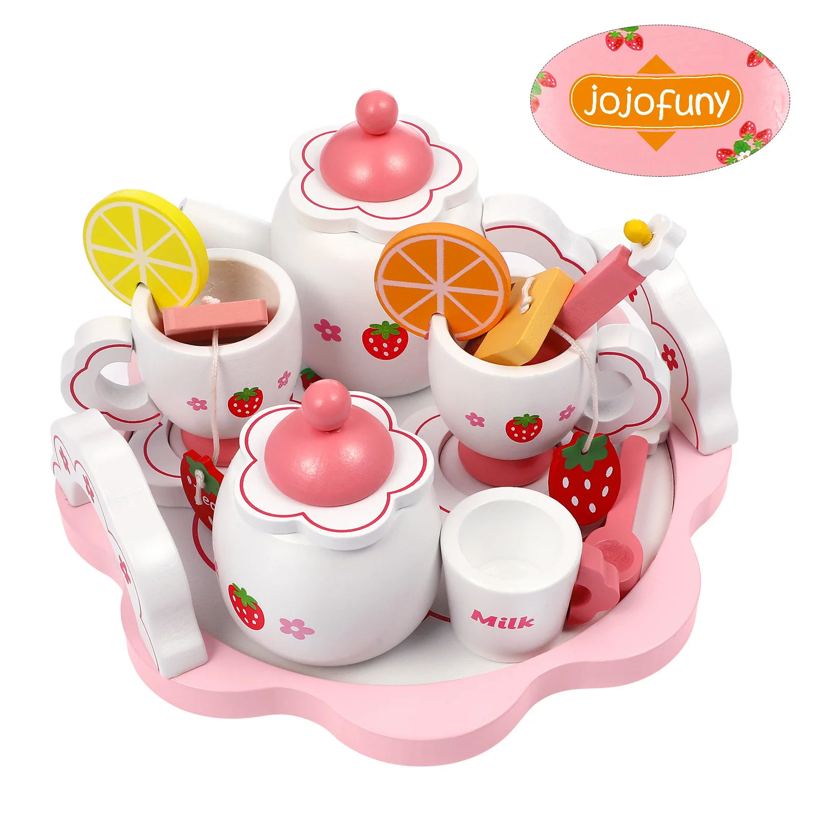 Wood Tea Sets for Kids Pretend Play Kitchen Toys Sets Wooden Teapot Tea Cup Toys for Toddlers tea set for kids 6