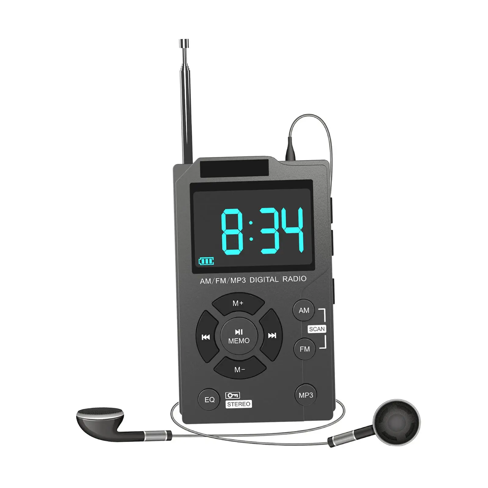 AM FM Radio High Performance Multifunctional Premium Earphone Jack Portable AM FM Radio for Senior Outdoor Office Indoor Home