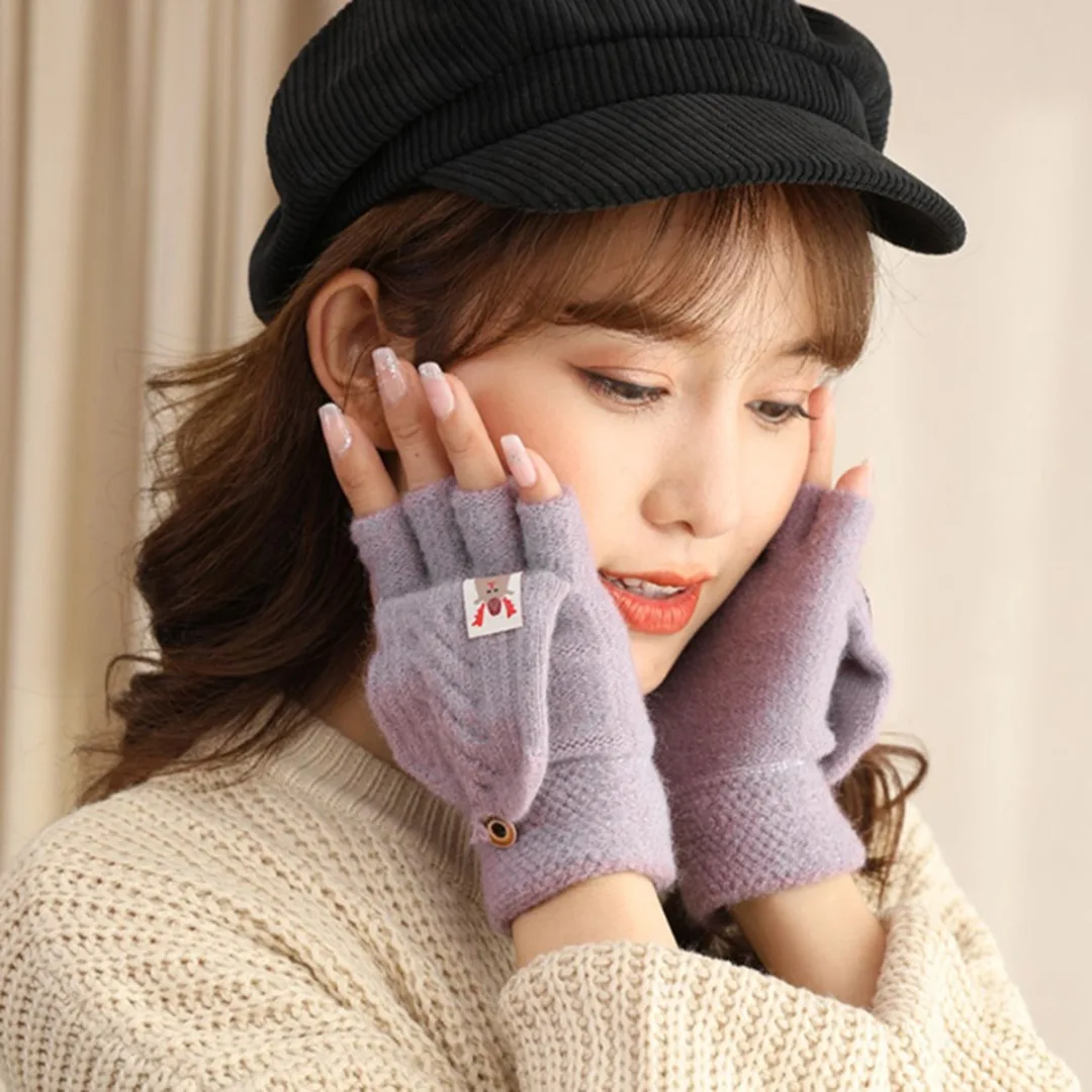 

1 Pair Women Fingerless Gloves Ladies Winter Warm Half Capped Suitable Keeping Warm/autumn Winter/outdoor Activities Shooting