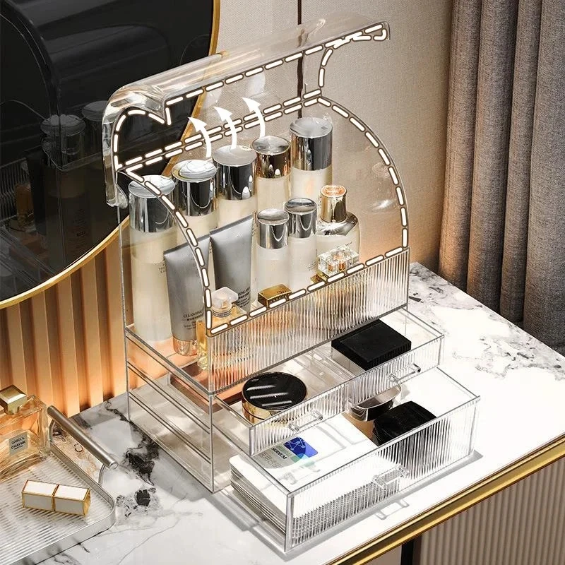 Luxury Cosmetics Storage Box Dressing Table Dustproof Makeup Organizer Case Desktop  Makeup Storage Holder Rack Big Size