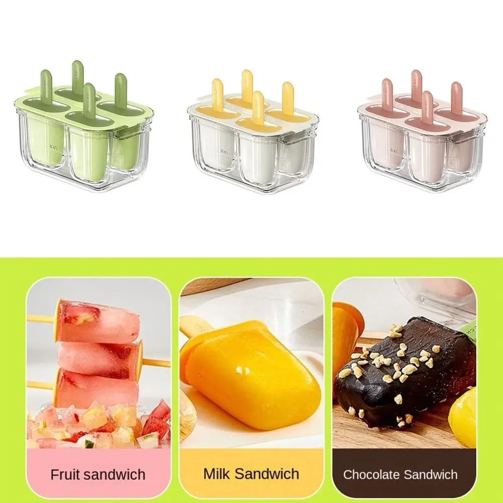 Jelly Ice Mold Easy to Demold Ice Cream Mold Set with Stick DIY Cream Maker Food-Grade Handmade Popsicle Molds Kids