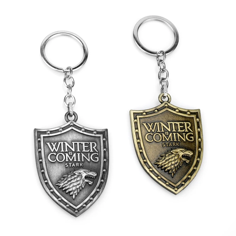 Movie Keychain House-Stark-Of-Winterfell Wolf Badge Sign Pendant Keyring Key Holder Jewelry Fine Cosplay Props Gift For Friends anime keychain game keychain mini sword keychain anime keychain pendant