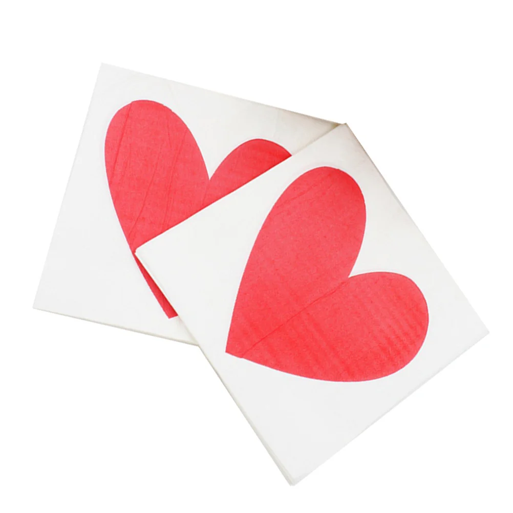 40pcs Red Love Heart Wedding Table Decor Valentines Day Napkins Decorative Wedding Napkins Party Tissue Dinner Napkins