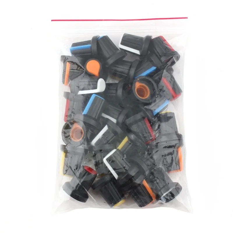 30PCS/lot WH148 Potentiometer Knob Cap(copper core) 15X17mm 6mm Shaft Hole AG2 Power Adapter switch Caps 5value*6PCS=30PCS