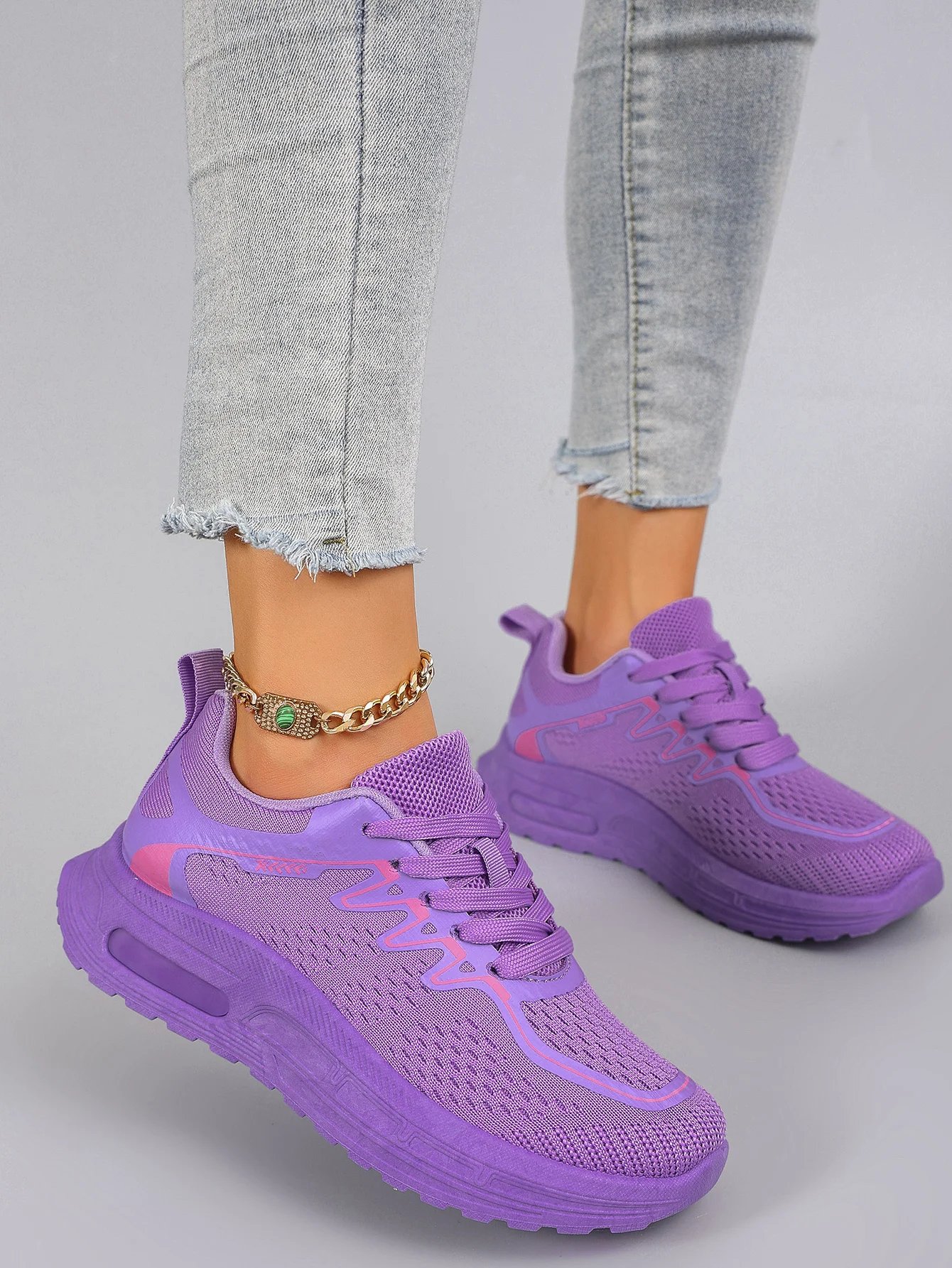 Spring and Autumn New Product Women's Candy Color Simple, Comfortable, Breathable, Wear resistant Lace up Sports Shoes 5