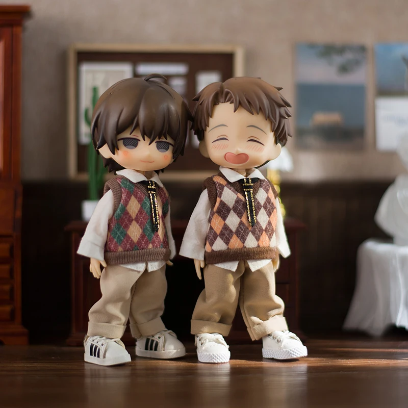 Ob11 Doll Clothes English Style Student Uniform Doll Diamond Plaid Vest Suit Doll Shorts For Molly Gsc Ymy P9 P10 Body Uf Doll 5