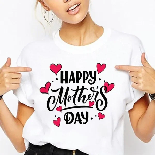 

Summer Fashion Love Happy Mother'S Day Print T Shirt Women Graphic Hot Streetwear T Shirt Loose Clothes