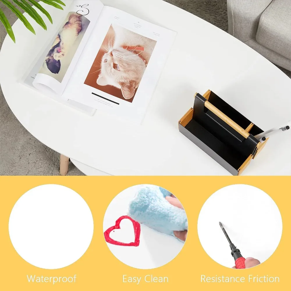 Vabches Coffee Table Oval Wood End Table with 2 Tier Open Storage Shelves White Modern Sofa Side Table for Living Room Furniture 4