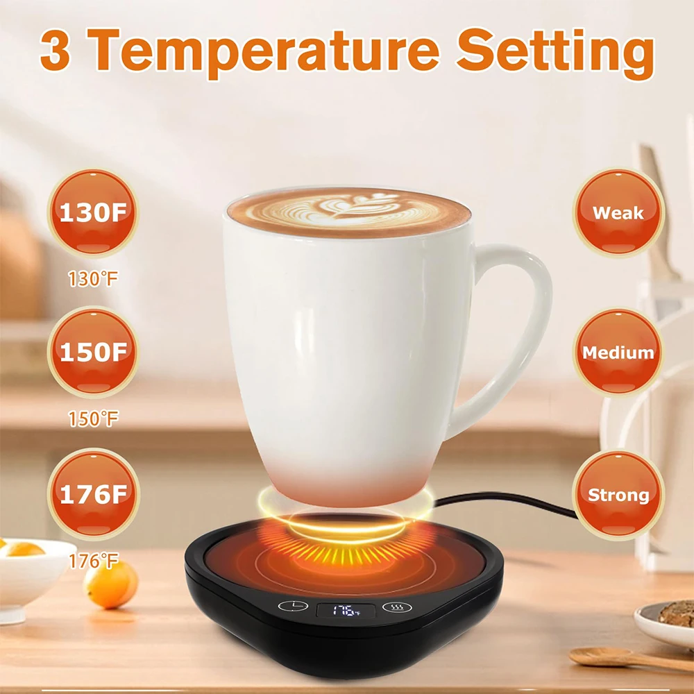 Coffee Mug Warmer with 4H Auto Shut Off 3 Temp Settings Coffee Cup Warmer for Desk Mug Heater Plate for Tea Milk