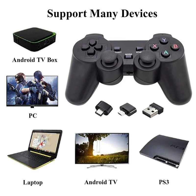 2.4GHz Wireless Gamepad For PC Laptop PS3 USB Game Controllers Joystick For Android TV Box Raspberry Pi 4 3 Retropie Joypad
