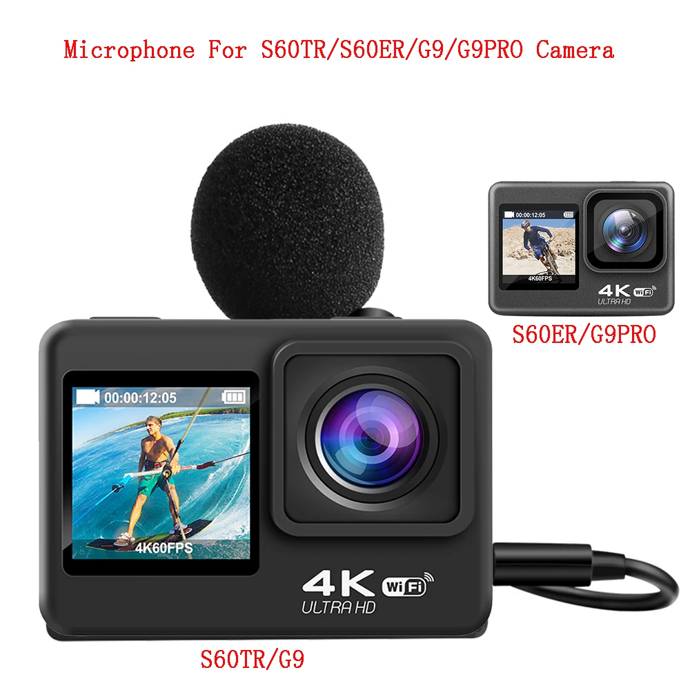 High Fidelity External Microphone For Go Waterproof Pro Sport Camera Action Camera Micro USB/Type-C Connector Cable Length 1.5M 6