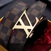 Men's Genuine Leather Belt with Check Pattern, Automatic Buckle, Business Casual Style, Elegant Gift Box Included