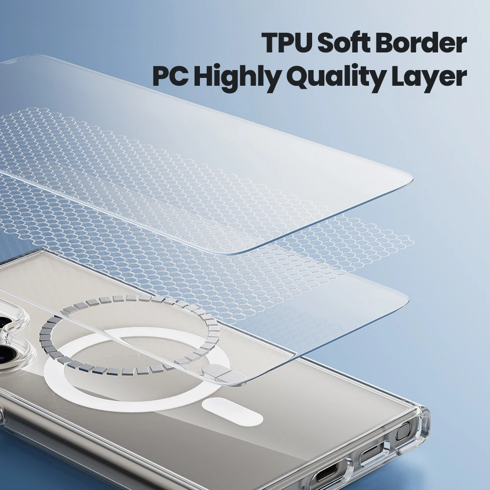 Toocki Magnetic Transparent TPU Phone Case - Soft Border Protective Cover
