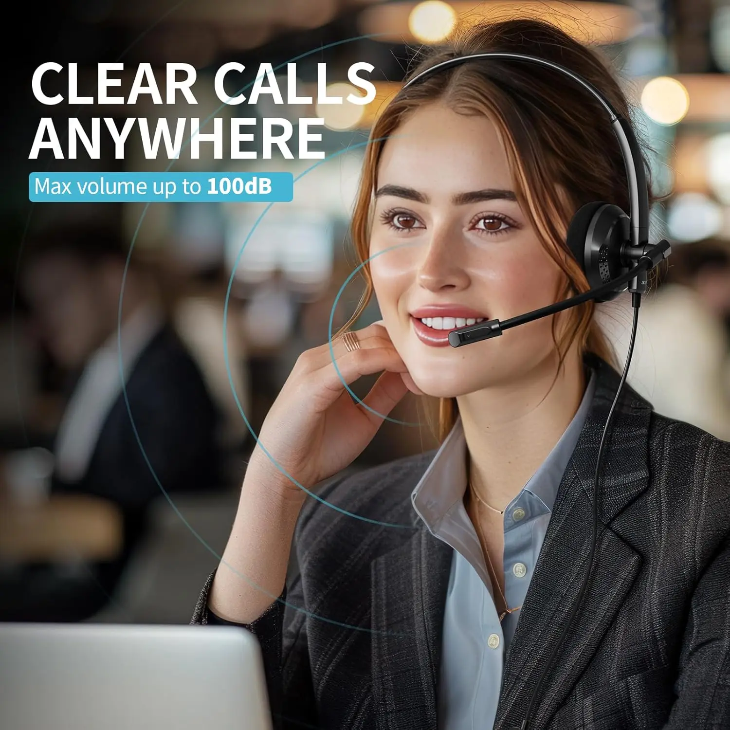 Acer Noise Cancelling Wired Headset with Mic and Volume Control for Office and Business Use