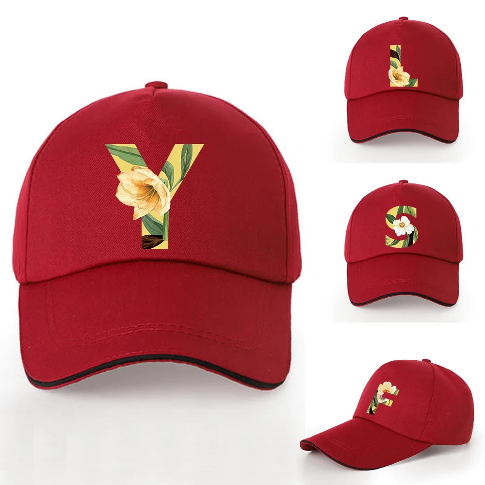 

Women Men Baseball Caps Floral Letter Print Outdoor Sport Snapback Cap Unisex-Teen Hip Hop Hat Summer Cotton UV-proof Visors Hat