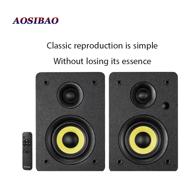 4 Inch Super Bass Speakers 80W Active Speaker 2.0 HiFi Wooden Monitor Speakers Computer USB TV Bluetooth Loudspeaker