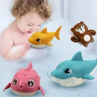 Baby Bath Toy Animal Cute Cartoon Shark Crocodile Classic Baby Water Toy Infant Swim Chain Clockwork Kids Beach Bath Toys Single 1