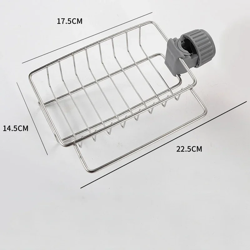 Kitchen Stainless Steel Sink Drain Rack Detachable Hanging Storage Shelf Faucet Holder Sponge Dish Cloth Organizer Accessories - 5