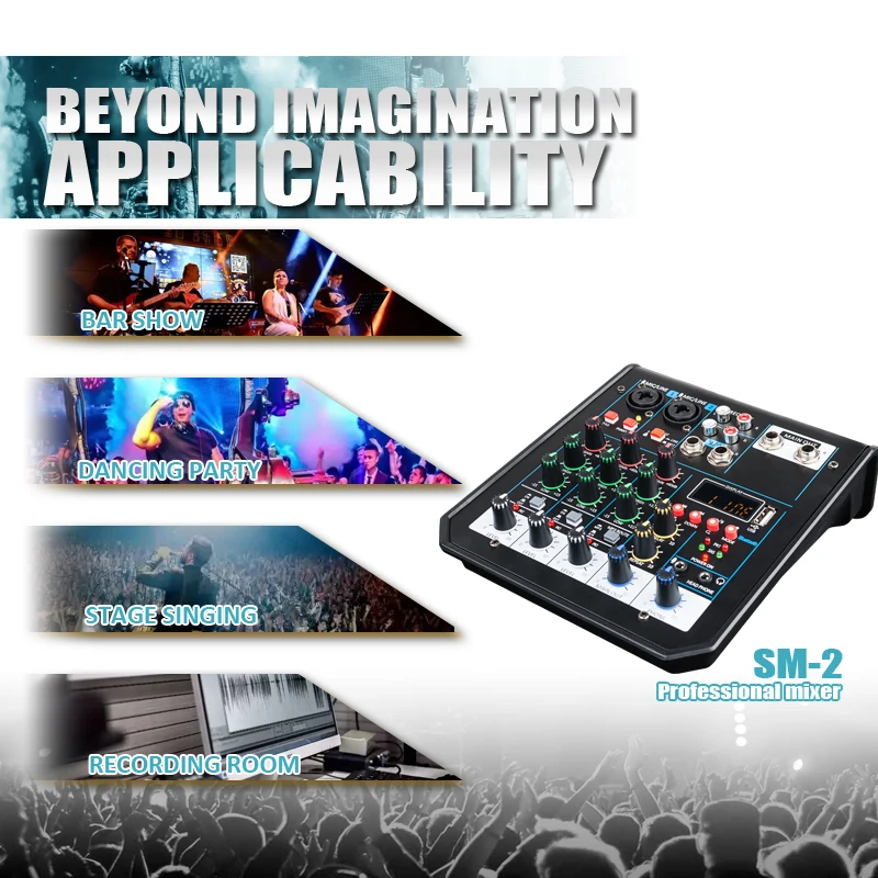 Audio Mixer Audio Processor 4 channel USB Bluetooth Reverb Sing Live Sound Card